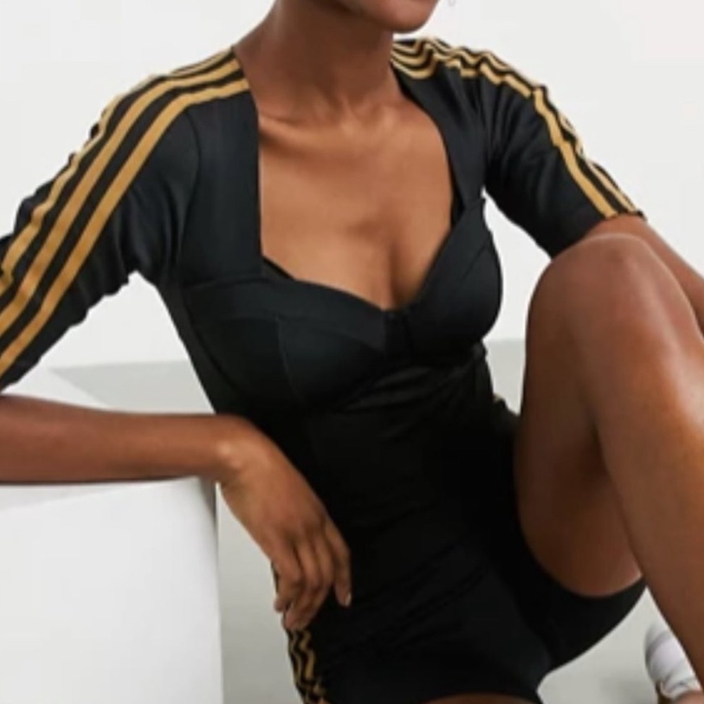 Ivy Park Adidas Bustier Bra Top in Black/ Gold Mesa (Limited Edition)